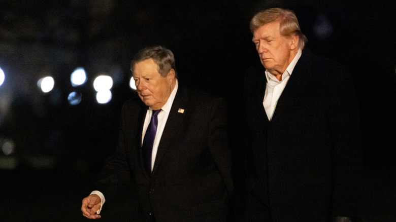 President Donald Trump and Viktor Knavs disembarking Marine One on the South Lawn of the White House