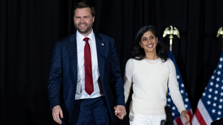 JD and Usha Vance walk on stage