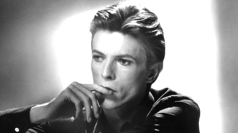 Black and white portrait of David Bowie