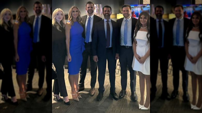 Kimberly Guilfoyle posing with Trump family members, J.D. Vance
